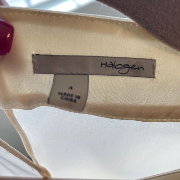 Halogen Dress Womens Beige Black Sleeveless Fitted Trim Sheath Size 4 - Picture 10 of 10